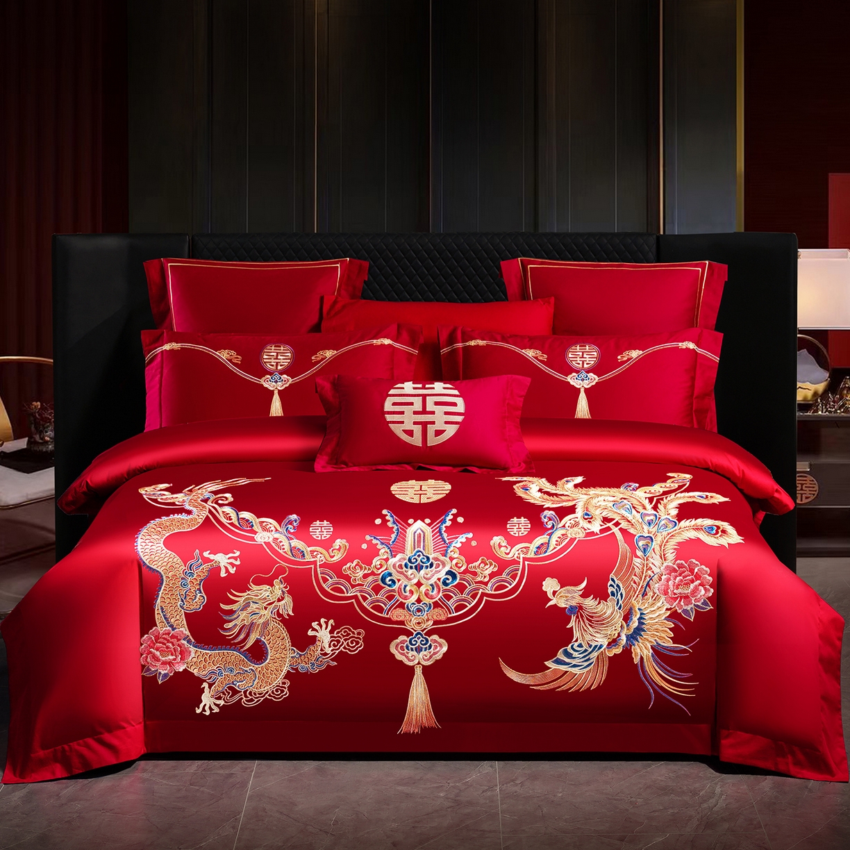 91家纺网 家纺一手货源 找家纺 （总）置顶家纺 2025新款新中式婚庆亲肤刺绣四件套