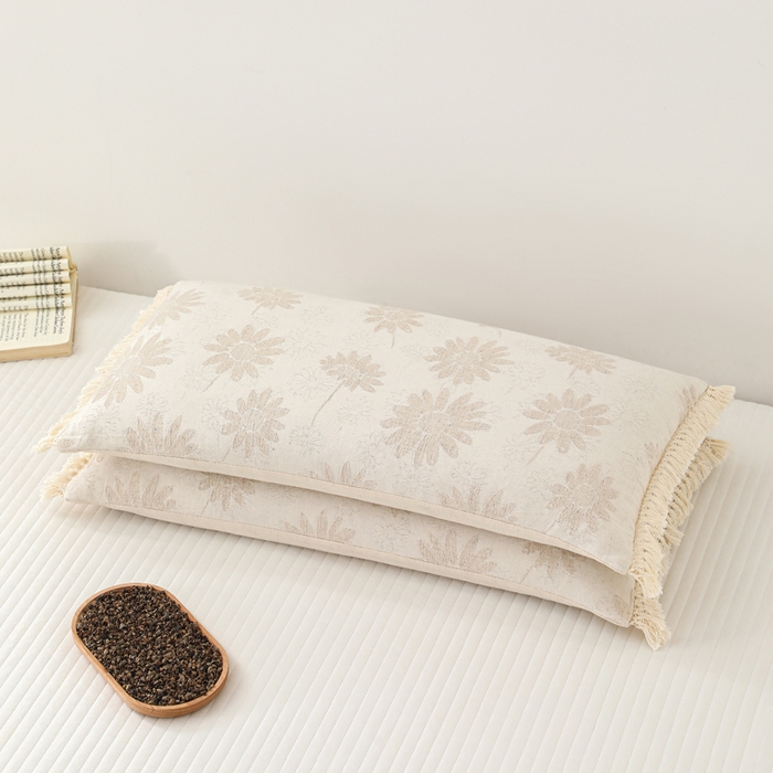 91家纺网 家纺一手货源 找家纺 （总）大熊枕芯 2025新款棉麻荞麦枕-流苏款枕头枕芯