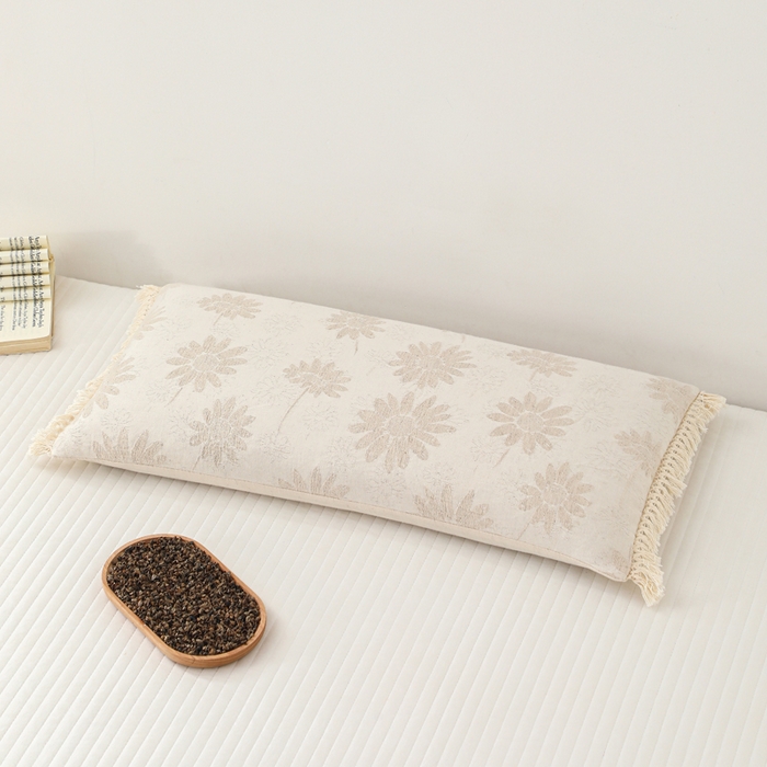 91家纺网 家纺一手货源 找家纺 （总）大熊枕芯 2025新款棉麻荞麦枕-流苏款枕头枕芯