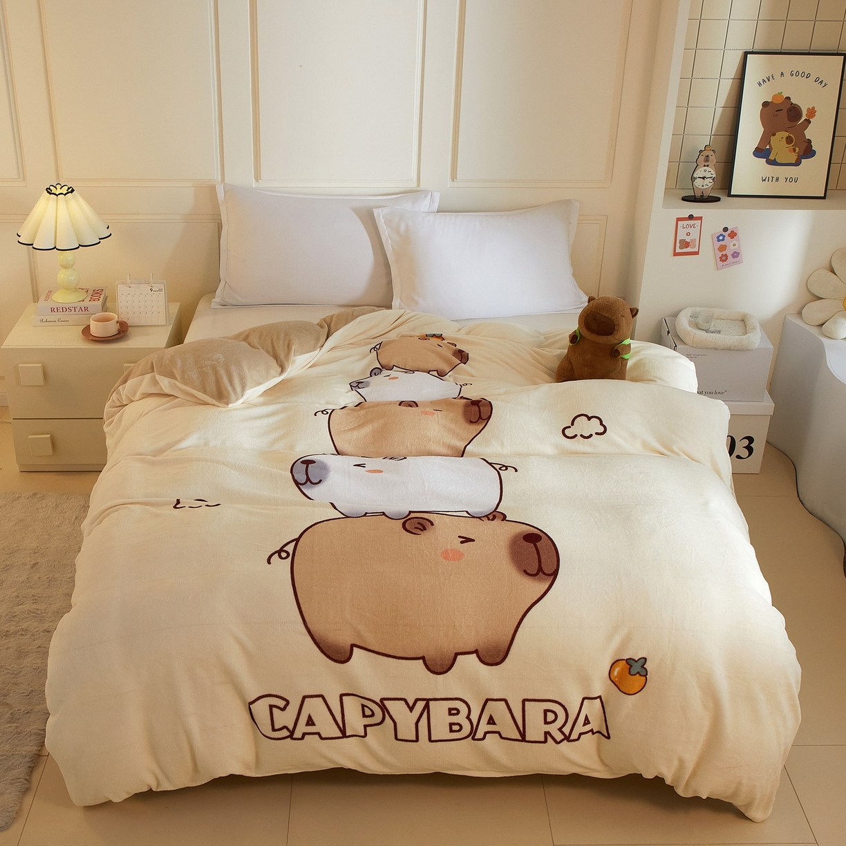 91家纺网 家纺一手货源 找家纺 （总）蘭菲家纺 2025新款卡皮巴拉牛奶绒单被套 被套单件