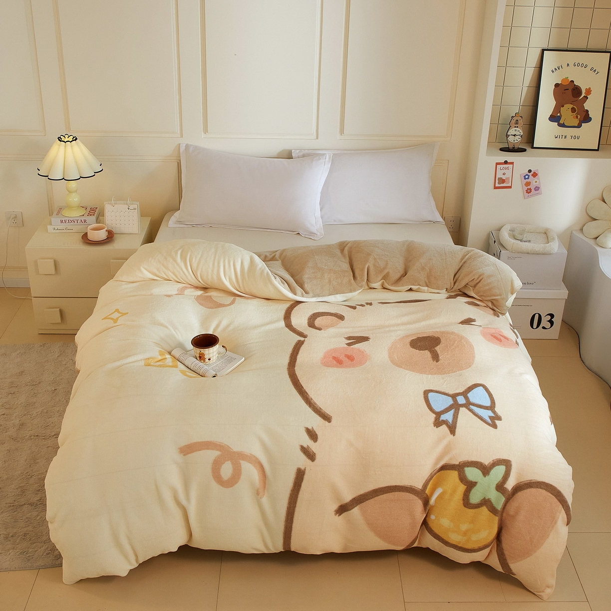 91家纺网 家纺一手货源 找家纺 （总）蘭菲家纺 2025新款卡皮巴拉牛奶绒单被套 被套单件