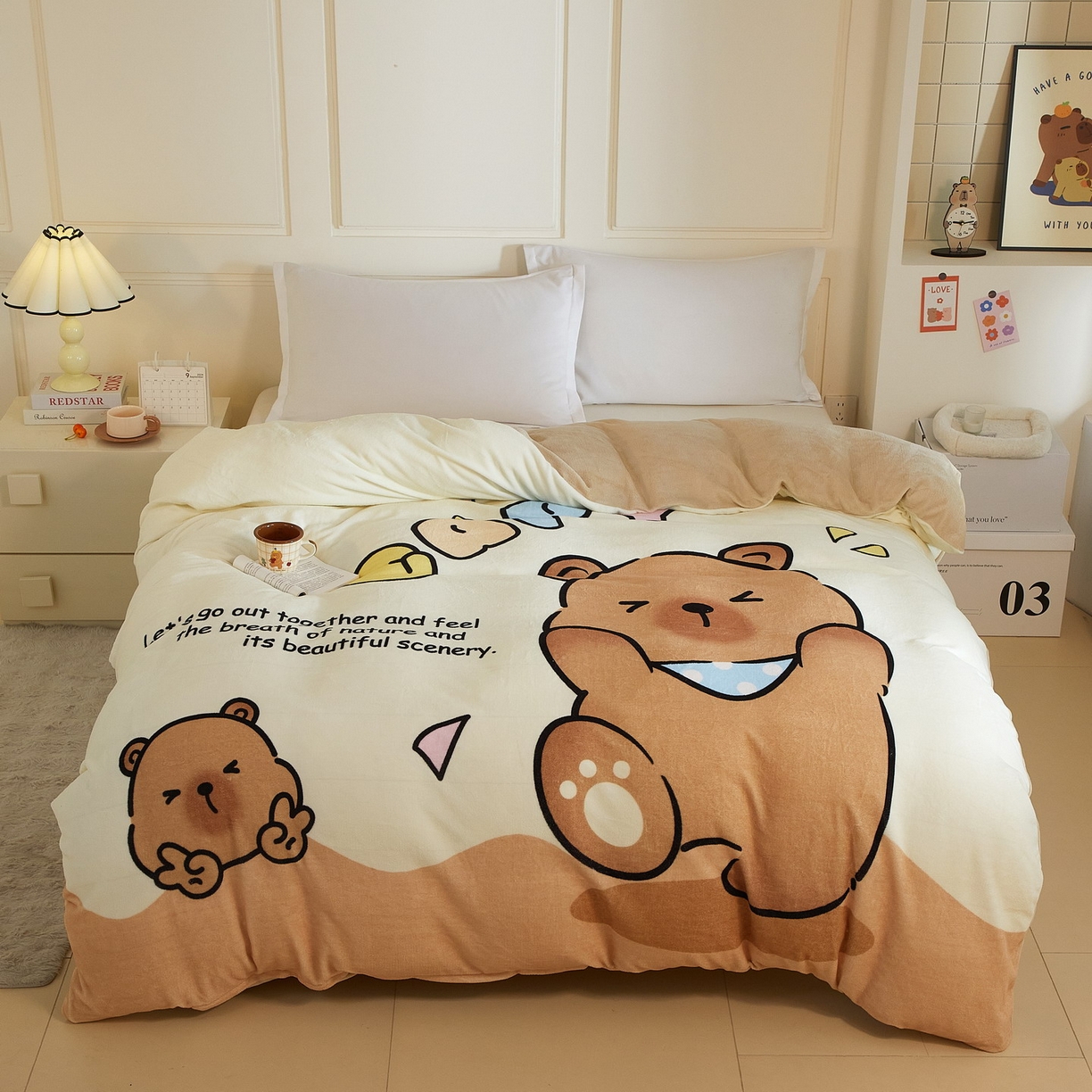 91家纺网 家纺一手货源 找家纺 （总）蘭菲家纺 2025新款卡皮巴拉牛奶绒单被套 被套单件