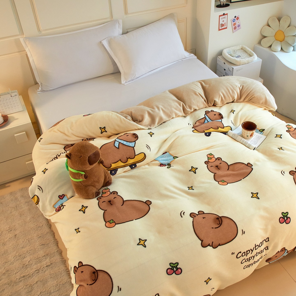 91家纺网 家纺一手货源 找家纺 （总）蘭菲家纺 2025新款卡皮巴拉牛奶绒单被套 被套单件