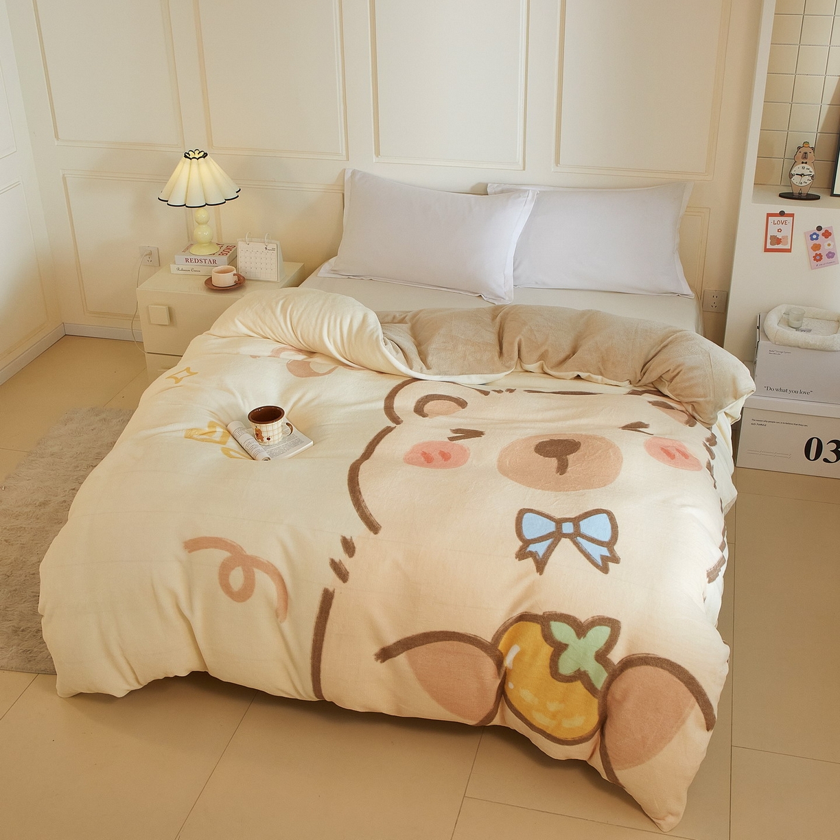 91家纺网 家纺一手货源 找家纺 蘭菲家纺 2025新款卡皮巴拉牛奶绒单被套 被套单件 大美豚