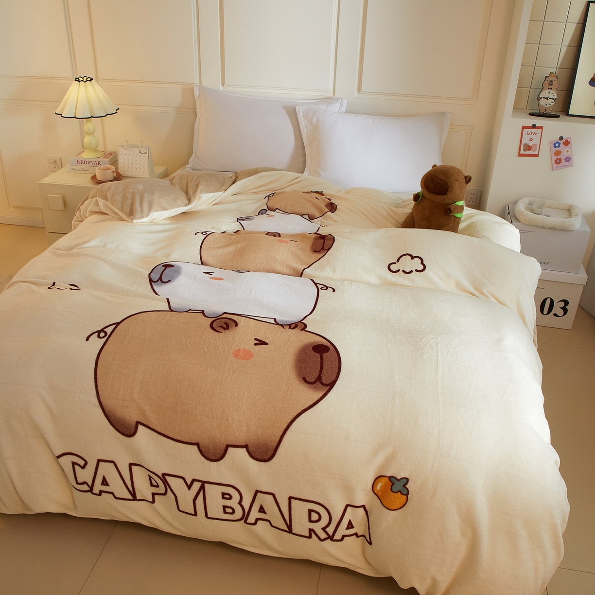 91家纺网 家纺一手货源 找家纺 蘭菲家纺 2025新款卡皮巴拉牛奶绒单被套 被套单件 沉浸式