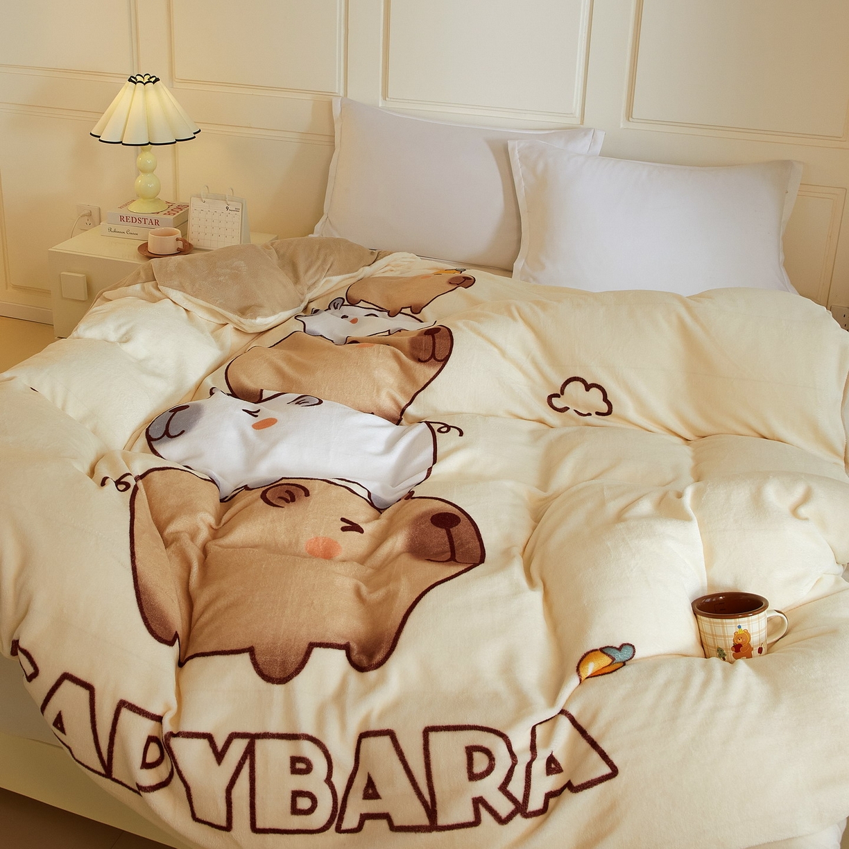 91家纺网 家纺一手货源 找家纺 蘭菲家纺 2025新款卡皮巴拉牛奶绒单被套 被套单件 沉浸式