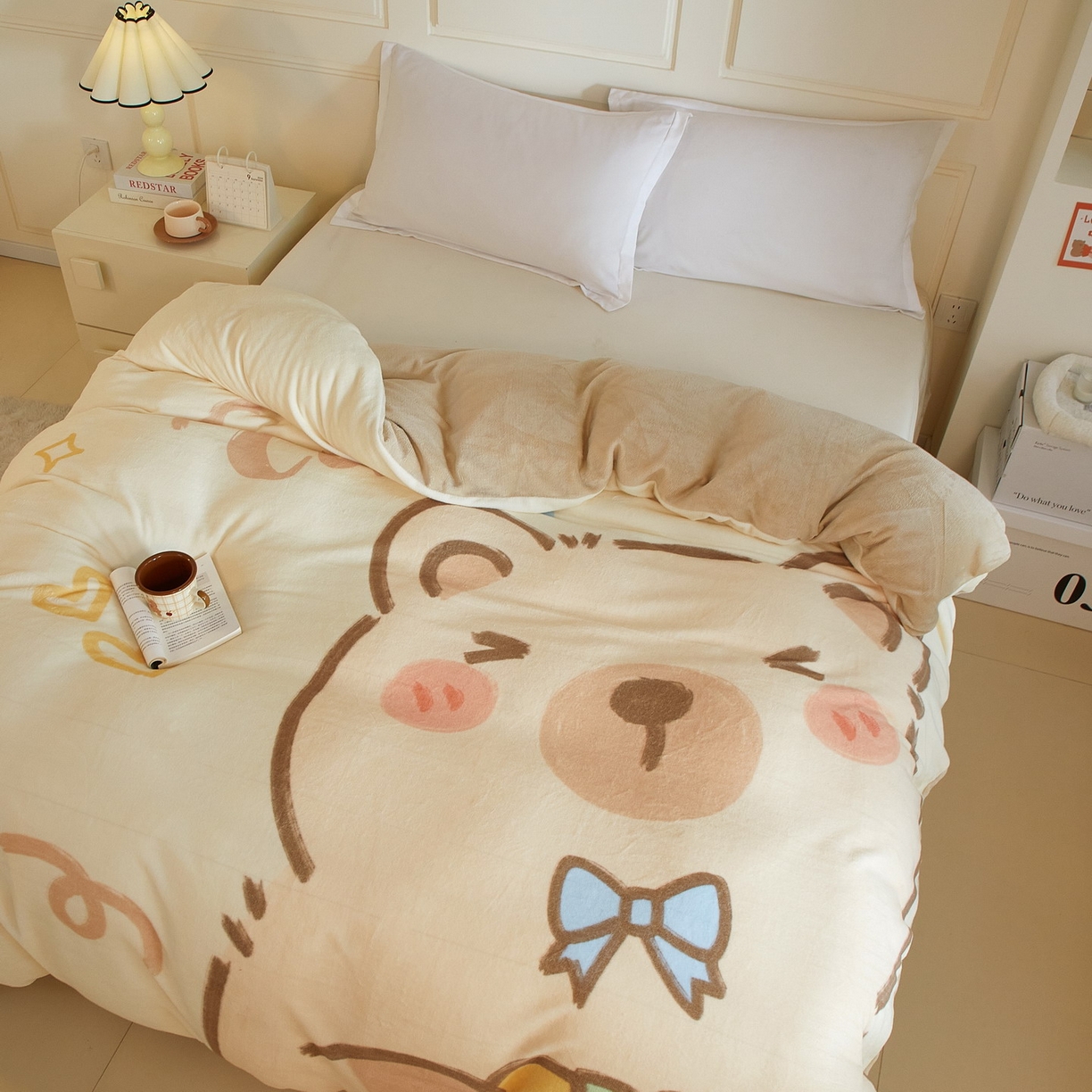 91家纺网 家纺一手货源 找家纺 蘭菲家纺 2025新款卡皮巴拉牛奶绒单被套 被套单件 大美豚