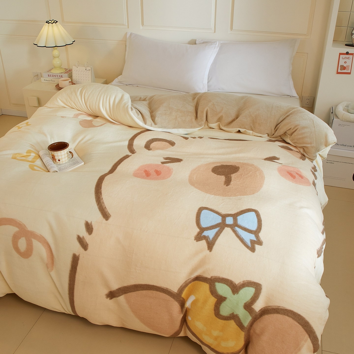 91家纺网 家纺一手货源 找家纺 蘭菲家纺 2025新款卡皮巴拉牛奶绒单被套 被套单件 大美豚