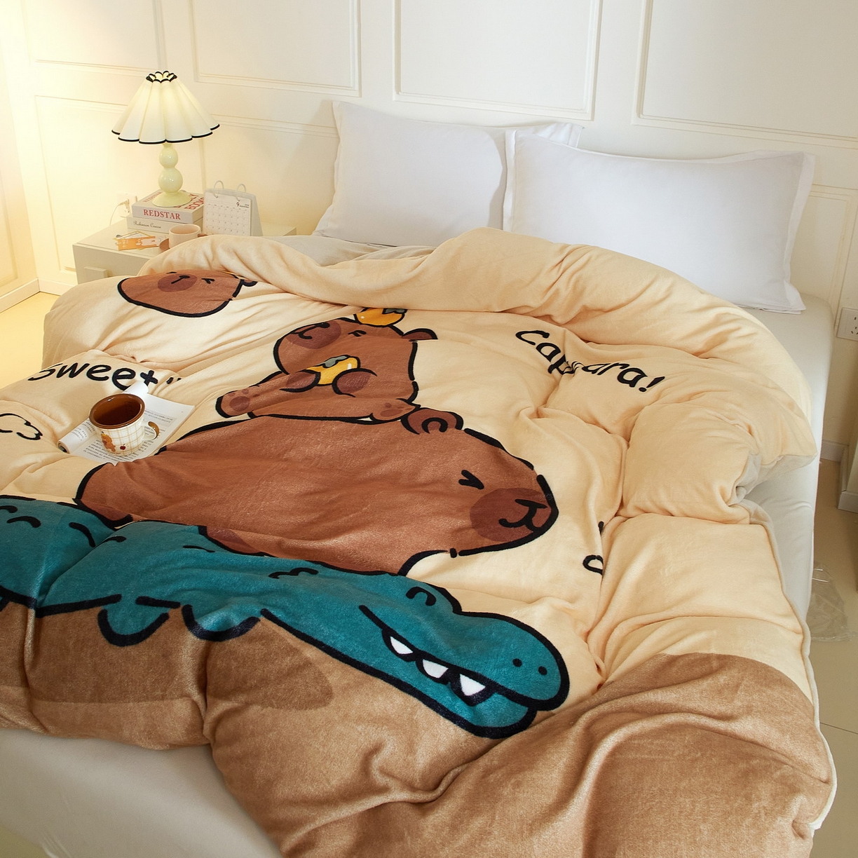 91家纺网 家纺一手货源 找家纺 蘭菲家纺 2025新款卡皮巴拉牛奶绒单被套 被套单件 征服拉