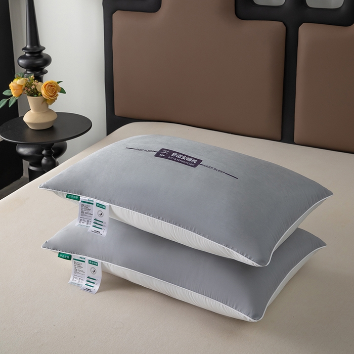 91家纺网 家纺一手货源 找家纺 九州枕芯 2025新款特价舒适安睡枕枕头枕芯 低枕一对装-灰色