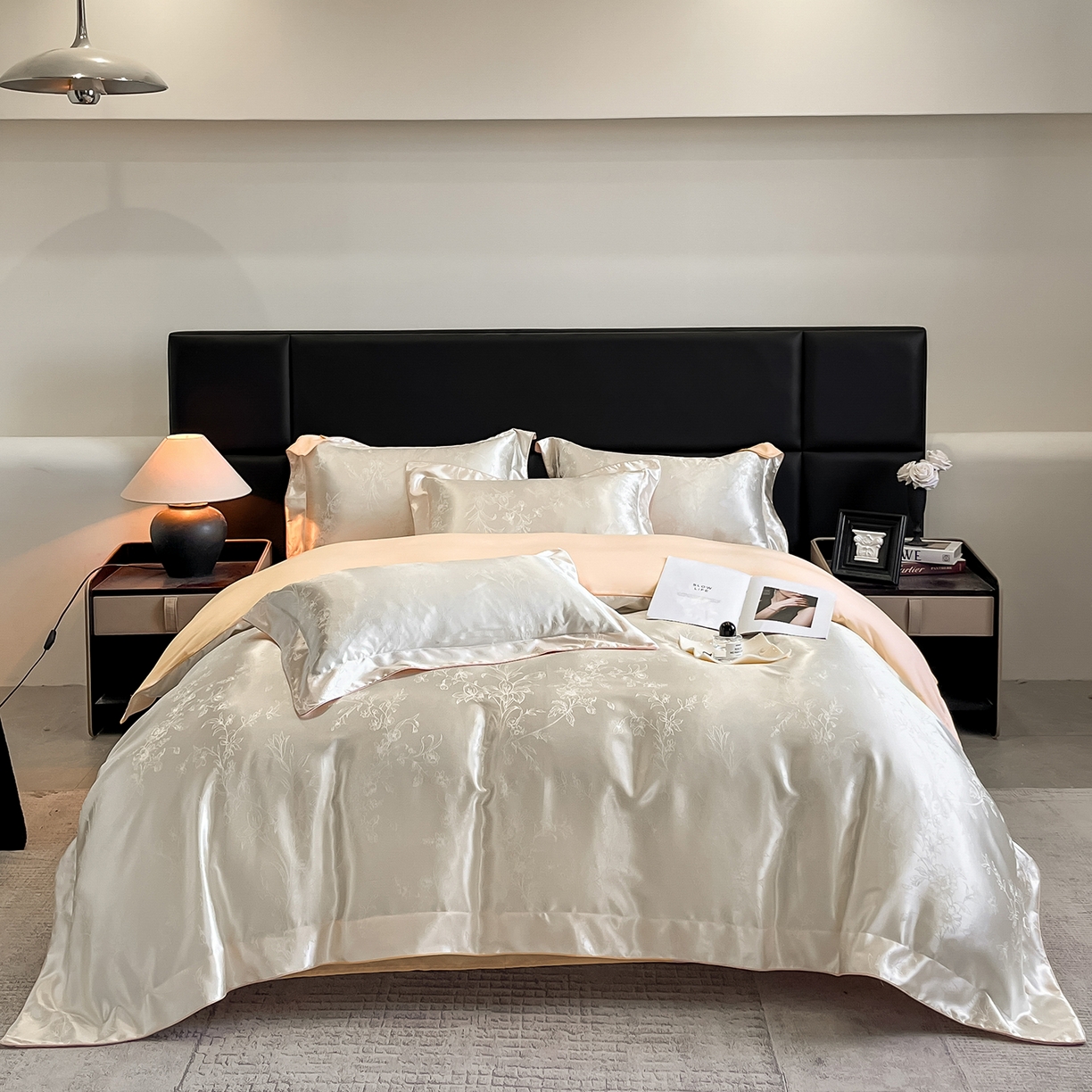 置顶家纺 2025新款幸卉亲肤提花四件套 幸卉-白+香槟