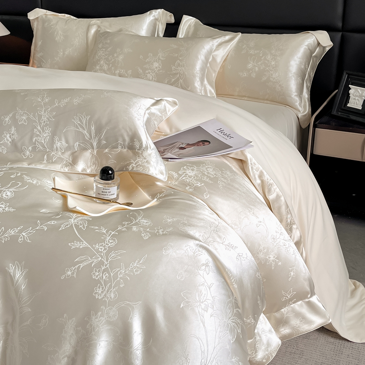 91家纺网 家纺一手货源 找家纺 置顶家纺 2025新款幸卉亲肤提花四件套 幸卉-奶昔白