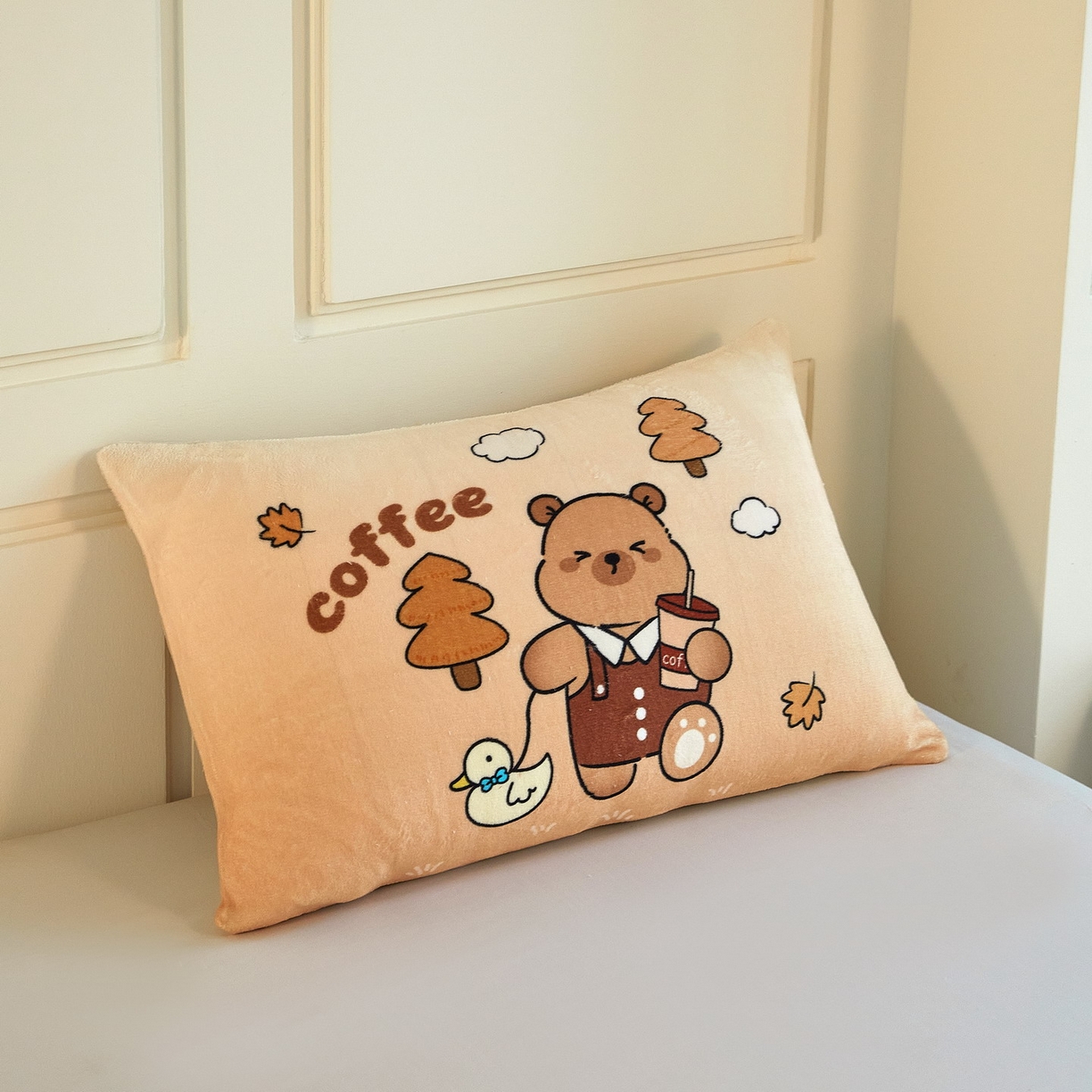 91家纺网 家纺一手货源 找家纺 蘭菲家纺 2025新款卡皮巴拉牛奶绒单枕套 枕套单件 拉小鸭