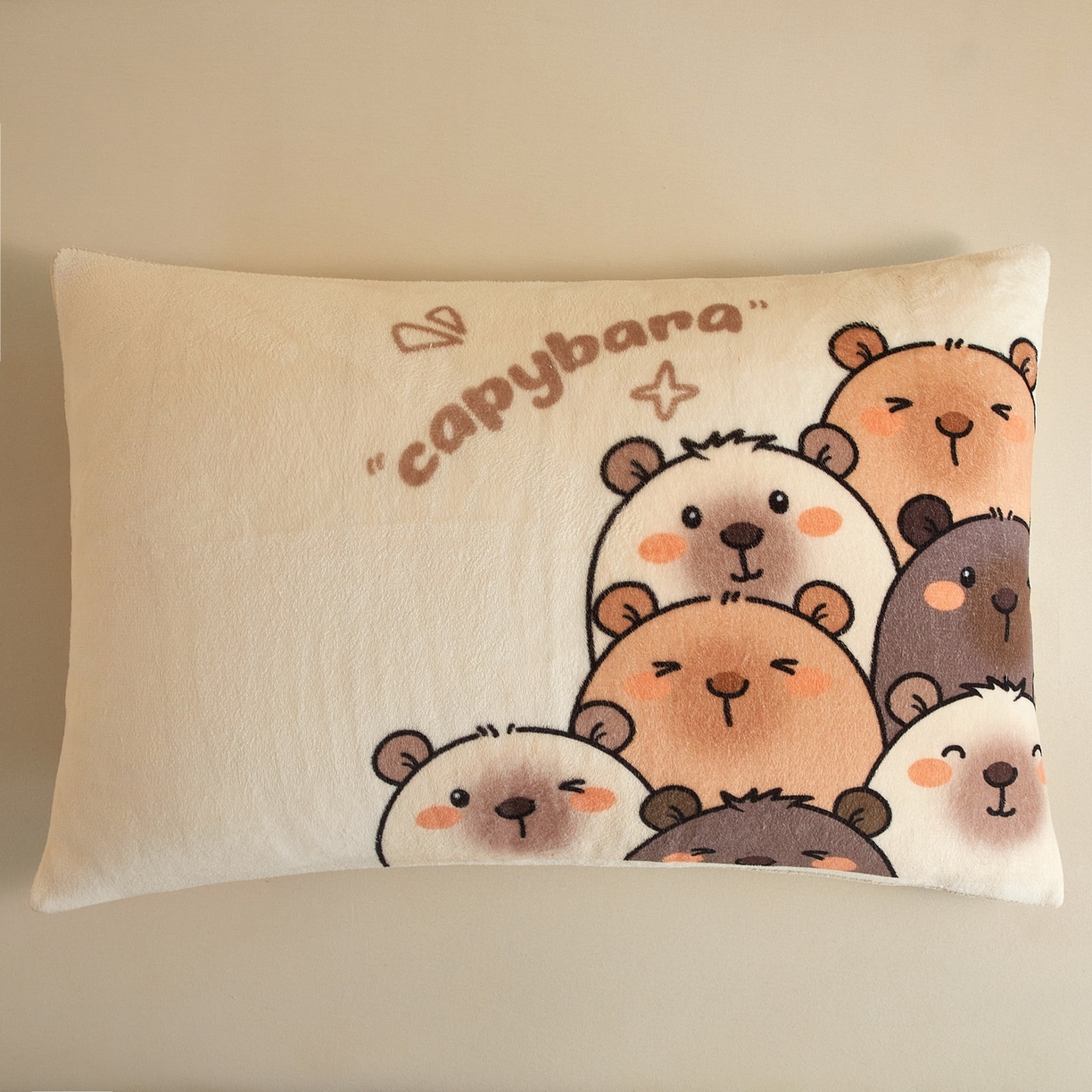 蘭菲家纺 2025新款卡皮巴拉牛奶绒单枕套 枕套单件 豚一家