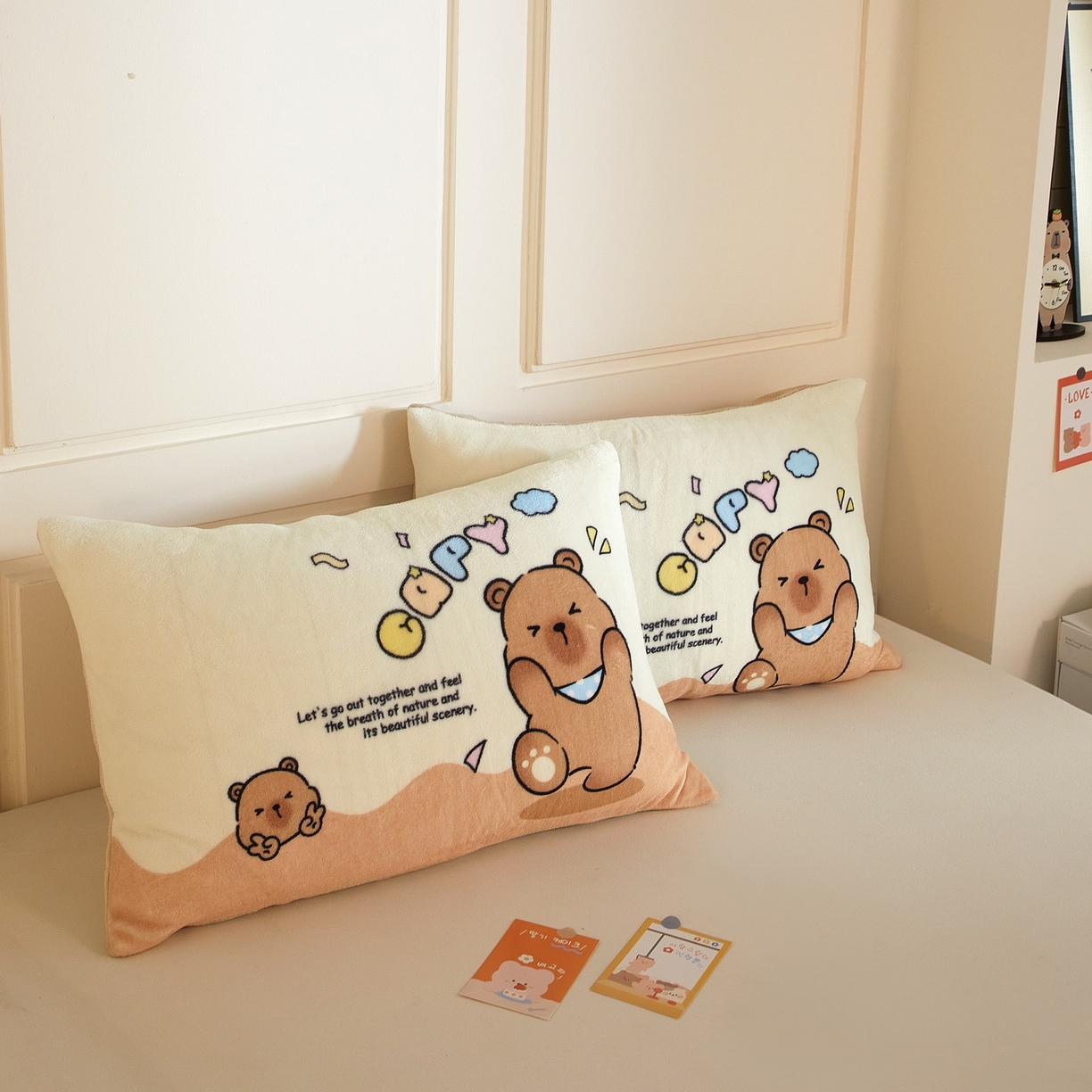 91家纺网 家纺一手货源 找家纺 蘭菲家纺 2025新款卡皮巴拉牛奶绒单枕套 枕套单件 熊巴拉