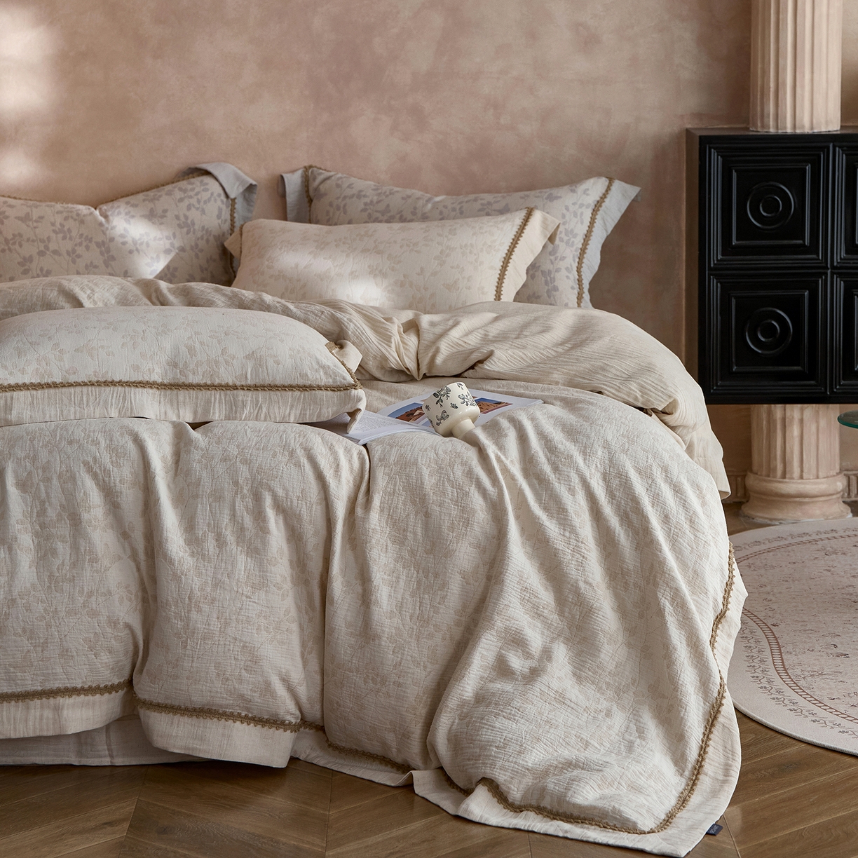 91家纺网 家纺一手货源 找家纺 （总）涞澳家纺 2025新款棉麻皱皱纱四件套