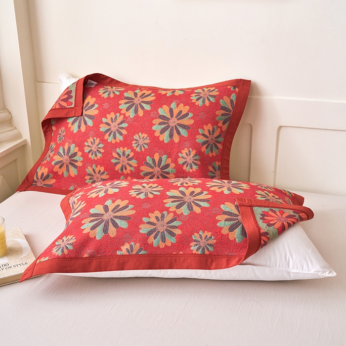 91家纺网 家纺一手货源 找家纺 （总）棠薇家纺 2025新款全棉枕巾夹棉枕巾枕头盖巾彩纱三层纱枕巾