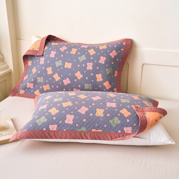 91家纺网 家纺一手货源 找家纺 （总）棠薇家纺 2025新款全棉枕巾夹棉枕巾枕头盖巾彩纱三层纱枕巾