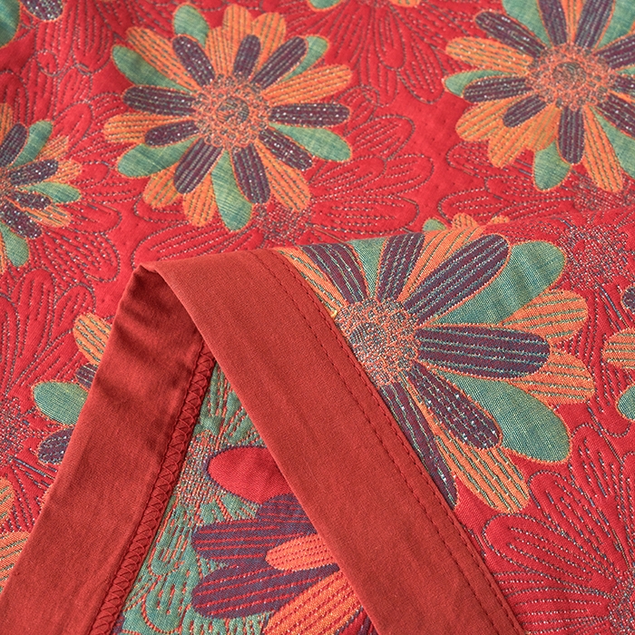 91家纺网 家纺一手货源 找家纺 棠薇家纺 2025新款全棉枕巾夹棉枕巾枕头盖巾彩纱三层纱枕巾 陌上花开红枕巾