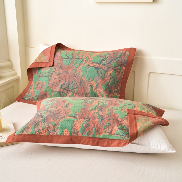 棠薇家纺 2025新款全棉枕巾夹棉枕巾枕头盖巾彩纱三层纱枕巾 富丽堂皇枕巾