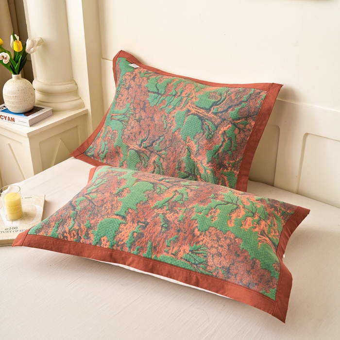 91家纺网 家纺一手货源 找家纺 棠薇家纺 2025新款全棉枕巾夹棉枕巾枕头盖巾彩纱三层纱枕巾 富丽堂皇枕巾