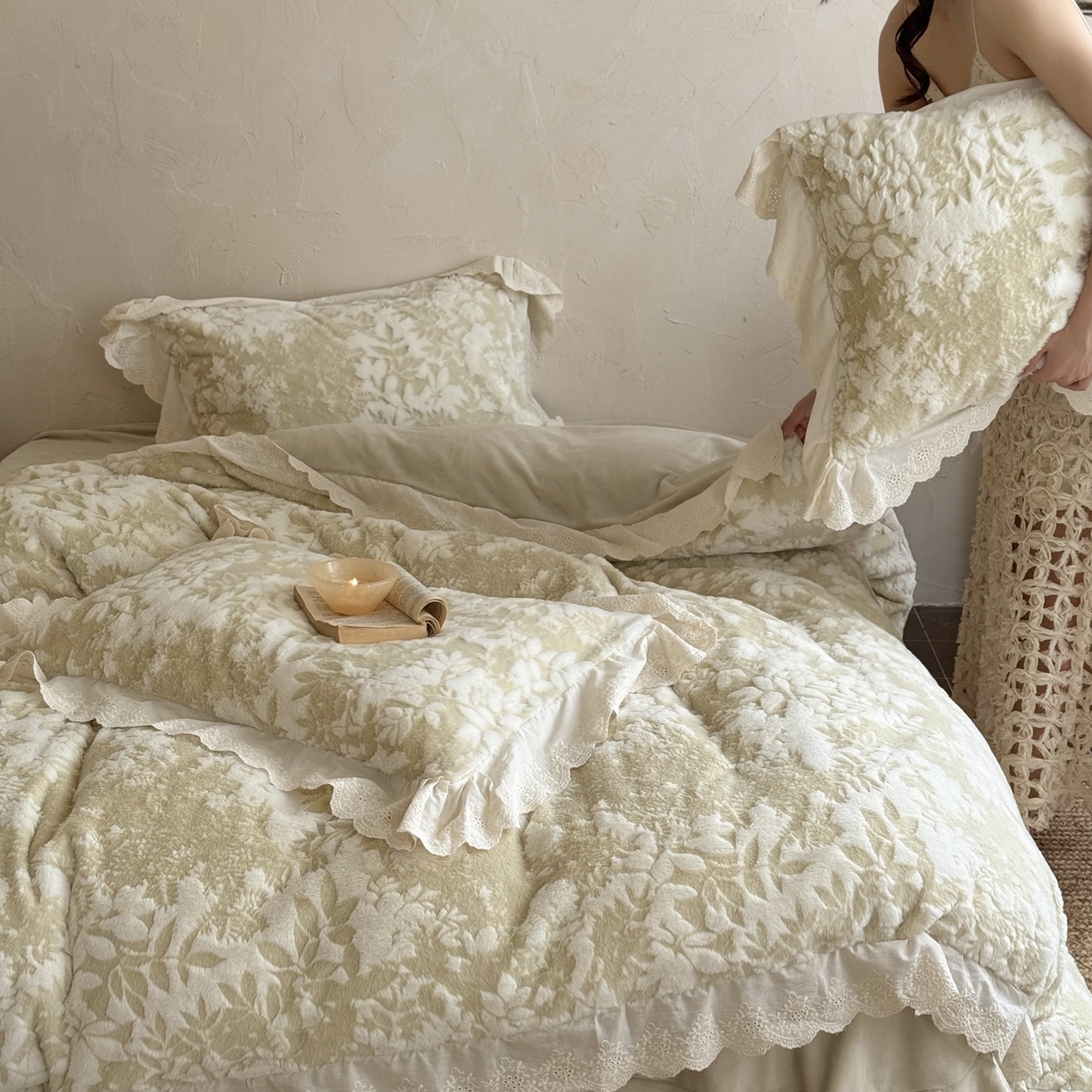 91家纺网 家纺一手货源 找家纺 （总）MIU缪家居 2025新款A版兔毛B版牛奶绒四件套-法芙娜