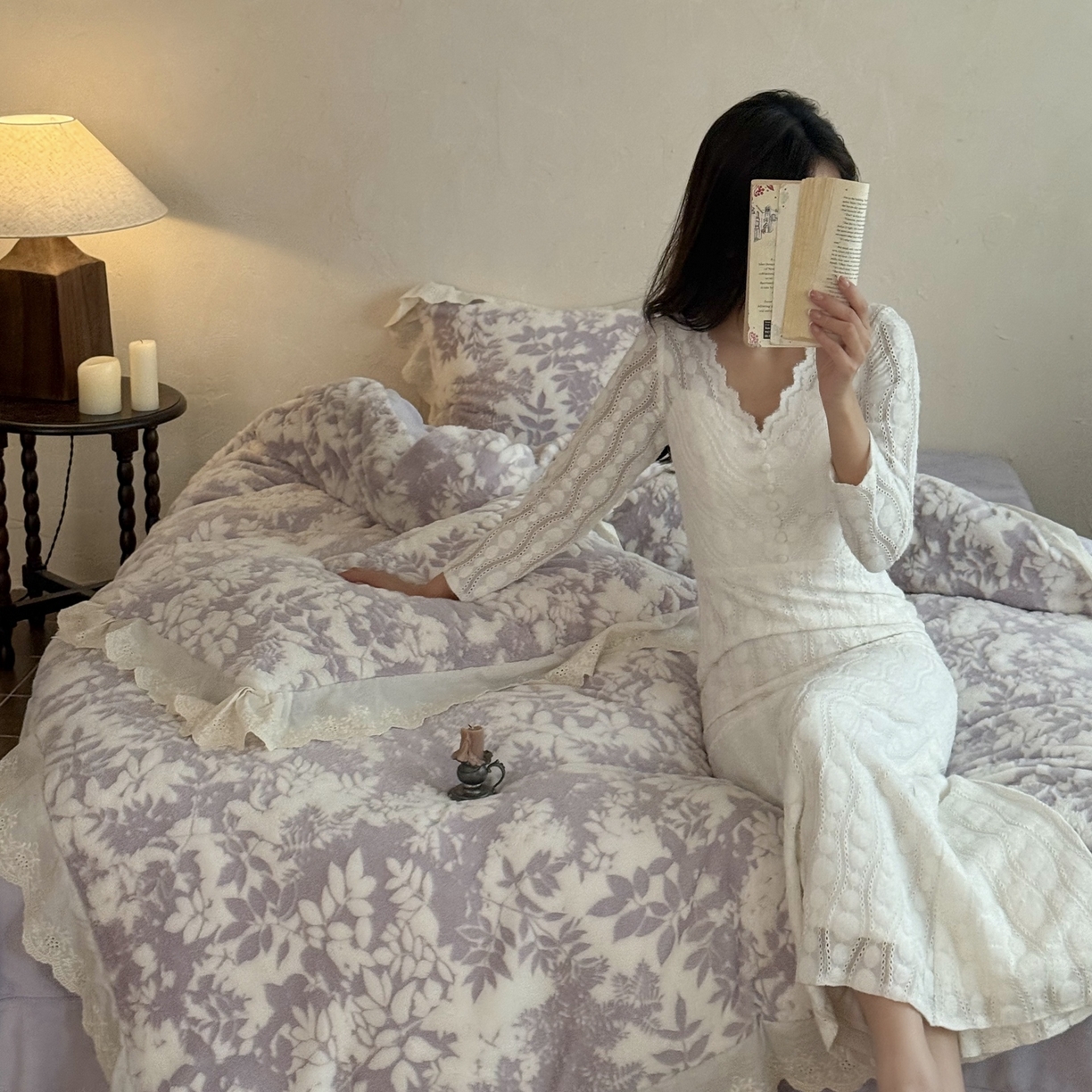 91家纺网 家纺一手货源 找家纺 MIU缪家居 2025新款A版兔毛B版牛奶绒四件套-法芙娜 法芙娜-香芋紫