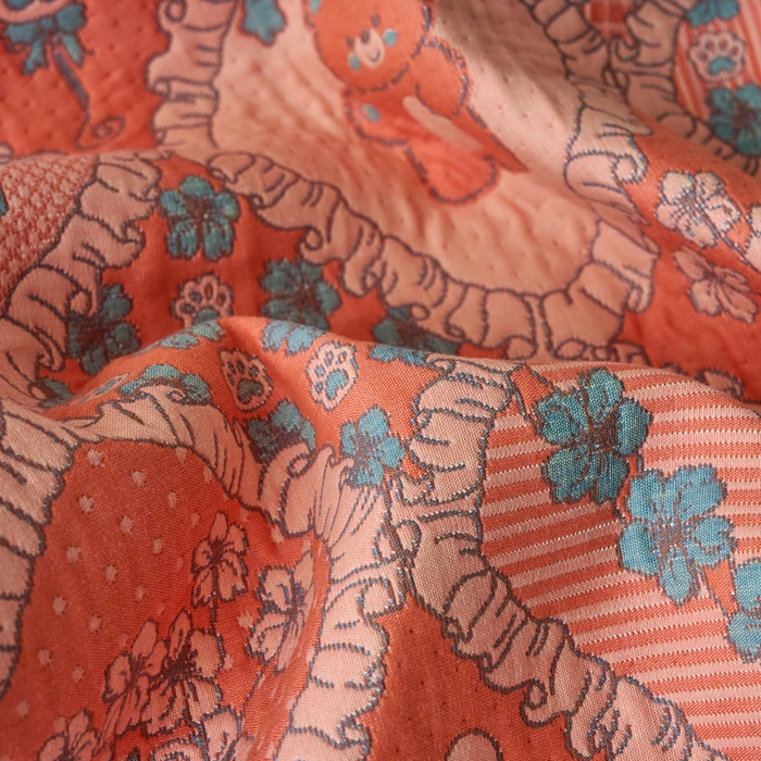 91家纺网 家纺一手货源 找家纺 棠薇家纺 2025新款全棉枕巾夹棉枕巾枕头盖巾彩纱三层纱枕巾 熊宝贝粉枕巾