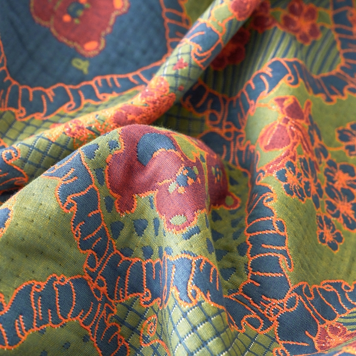 91家纺网 家纺一手货源 找家纺 棠薇家纺 2025新款全棉枕巾夹棉枕巾枕头盖巾彩纱三层纱枕巾 熊宝贝绿枕巾