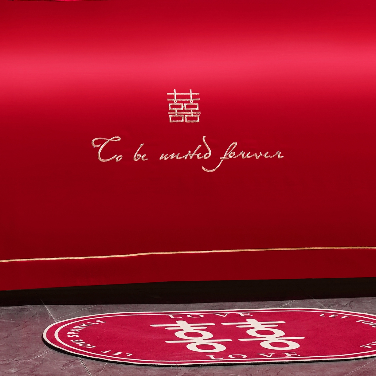 91家纺网 家纺一手货源 找家纺 置顶家纺 2025新款新中式婚庆亲肤刺绣四件套 龙凤呈祥-大红