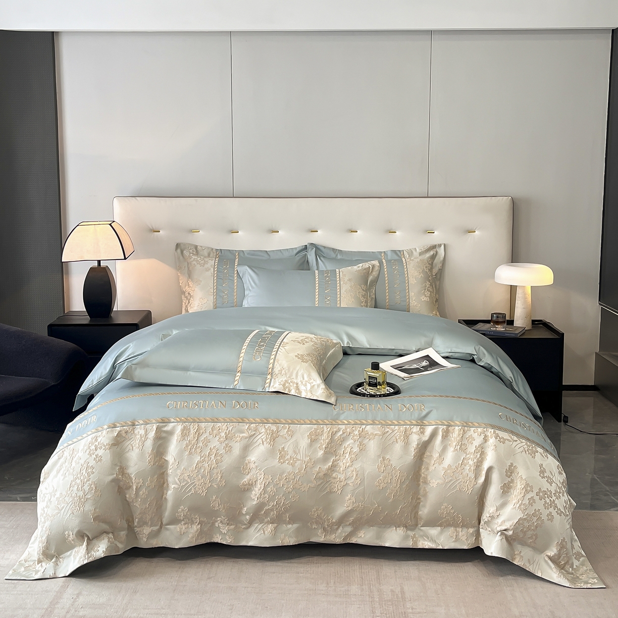 置顶家纺 2025新款漫芙提花亲肤系列四件套 漫芙-繁星蓝