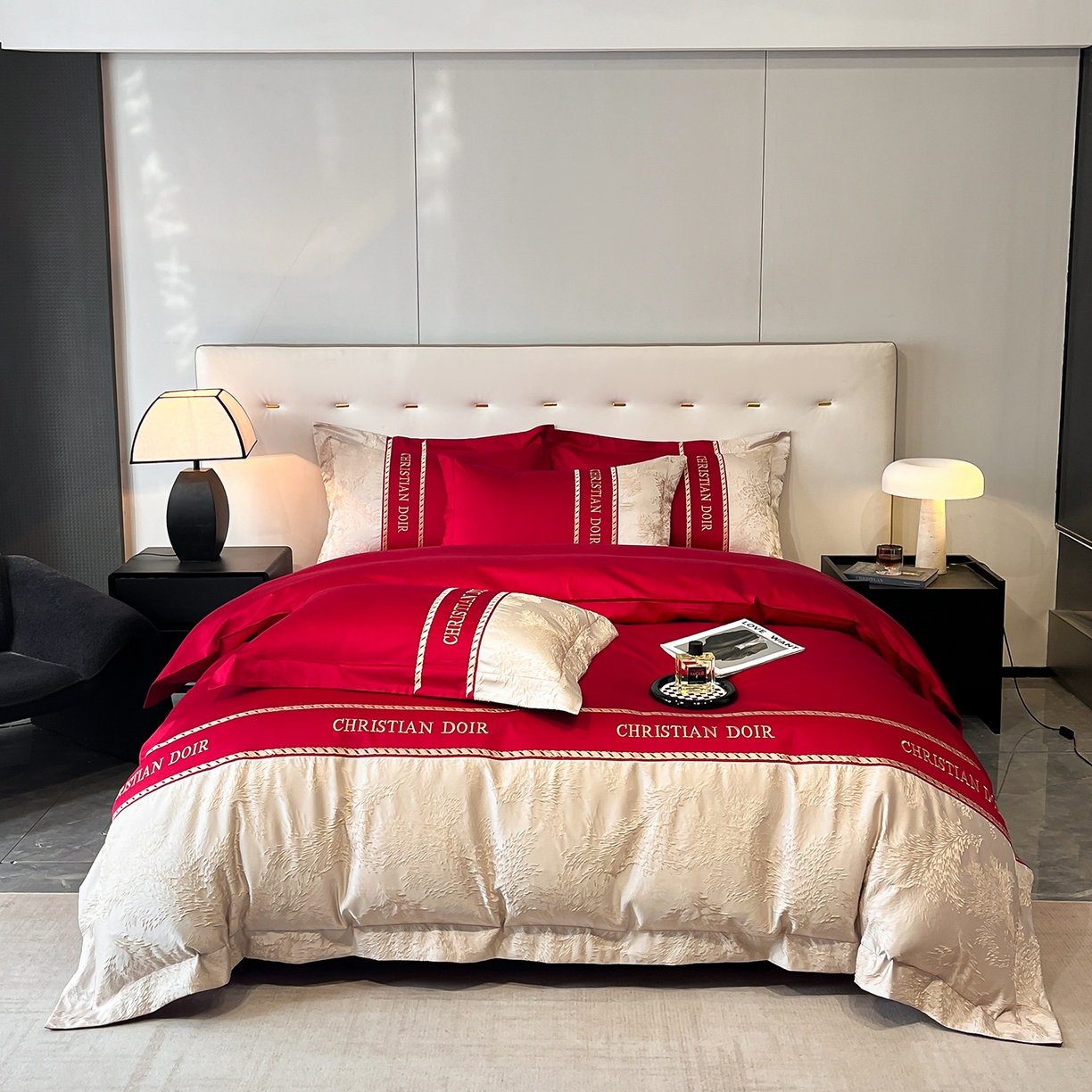 置顶家纺 2025新款漫芙提花亲肤系列四件套 优尼-大红