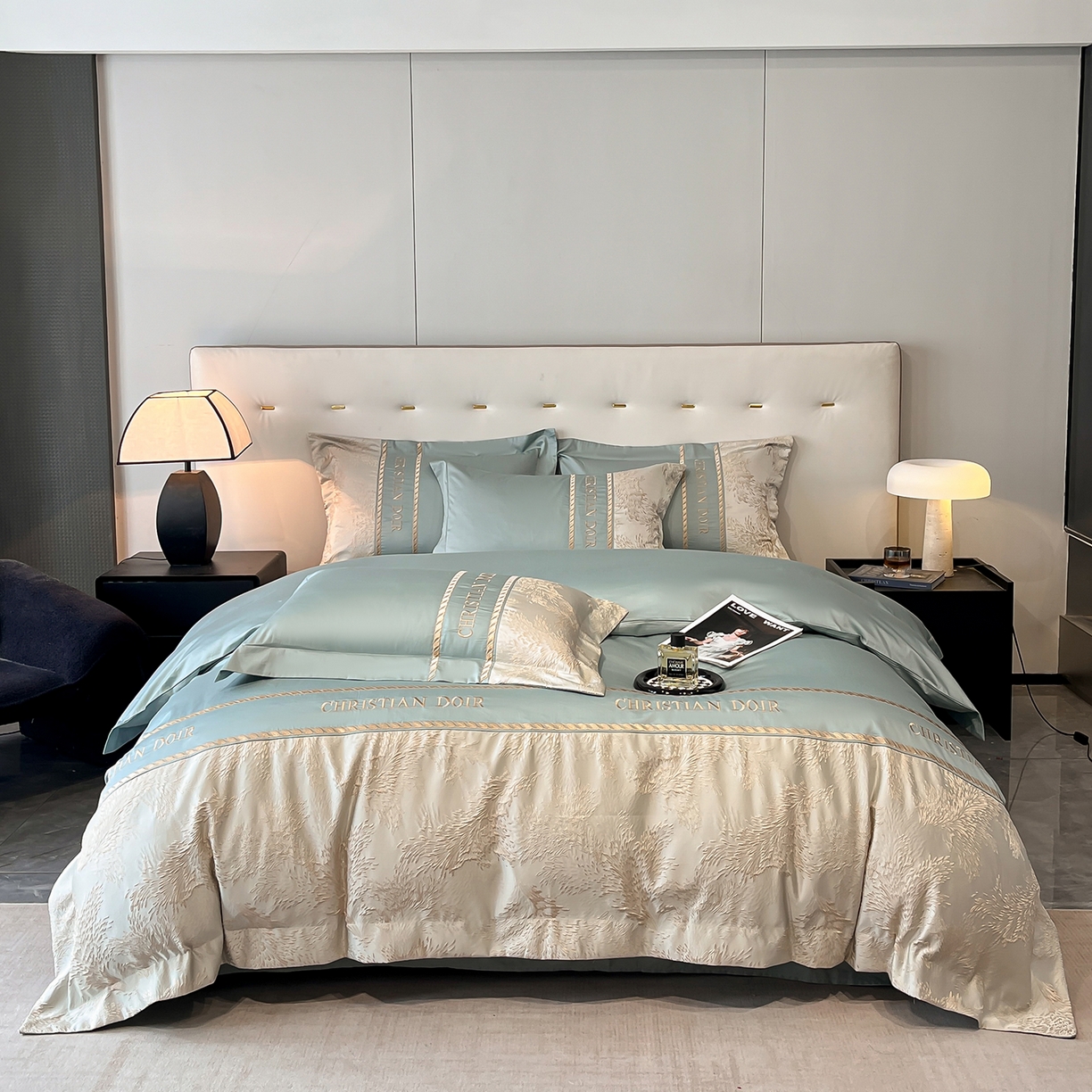 置顶家纺 2025新款漫芙提花亲肤系列四件套 优尼-繁星蓝