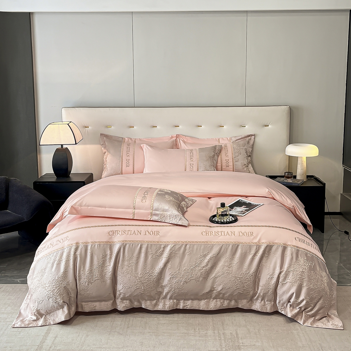 置顶家纺 2025新款漫芙提花亲肤系列四件套 优尼-玉粉