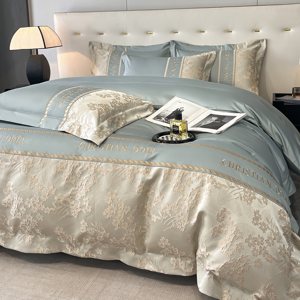 91家纺网 家纺一手货源 找家纺 置顶家纺 2025新款漫芙提花亲肤系列四件套 漫芙-繁星蓝