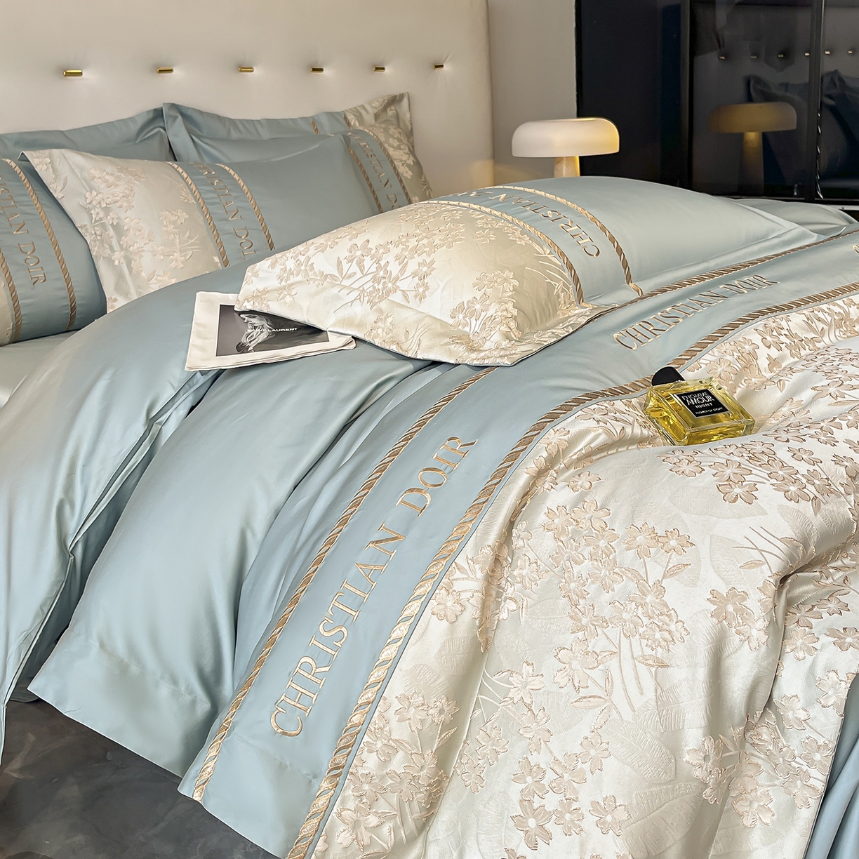 91家纺网 家纺一手货源 找家纺 置顶家纺 2025新款漫芙提花亲肤系列四件套 漫芙-繁星蓝