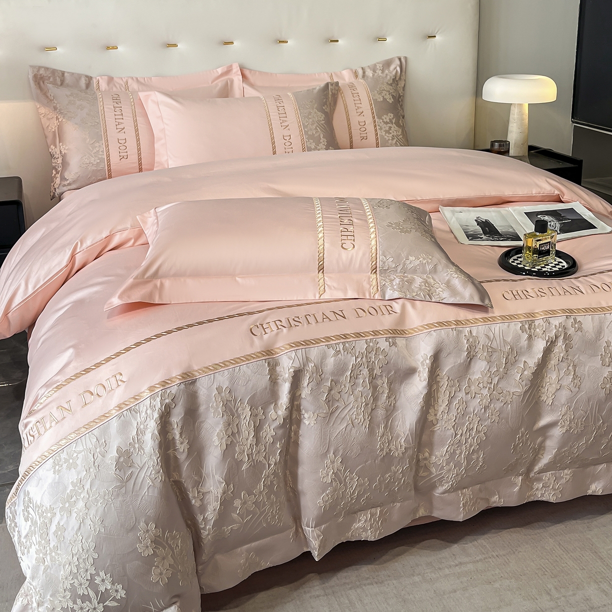 91家纺网 家纺一手货源 找家纺 置顶家纺 2025新款漫芙提花亲肤系列四件套 漫芙-玉粉