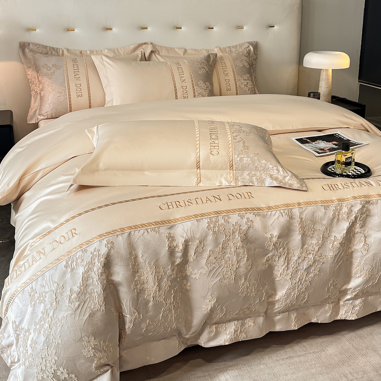 91家纺网 家纺一手货源 找家纺 置顶家纺 2025新款漫芙提花亲肤系列四件套 漫芙-咖色