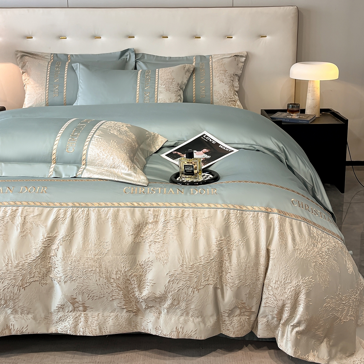 91家纺网 家纺一手货源 找家纺 置顶家纺 2025新款漫芙提花亲肤系列四件套 优尼-繁星蓝