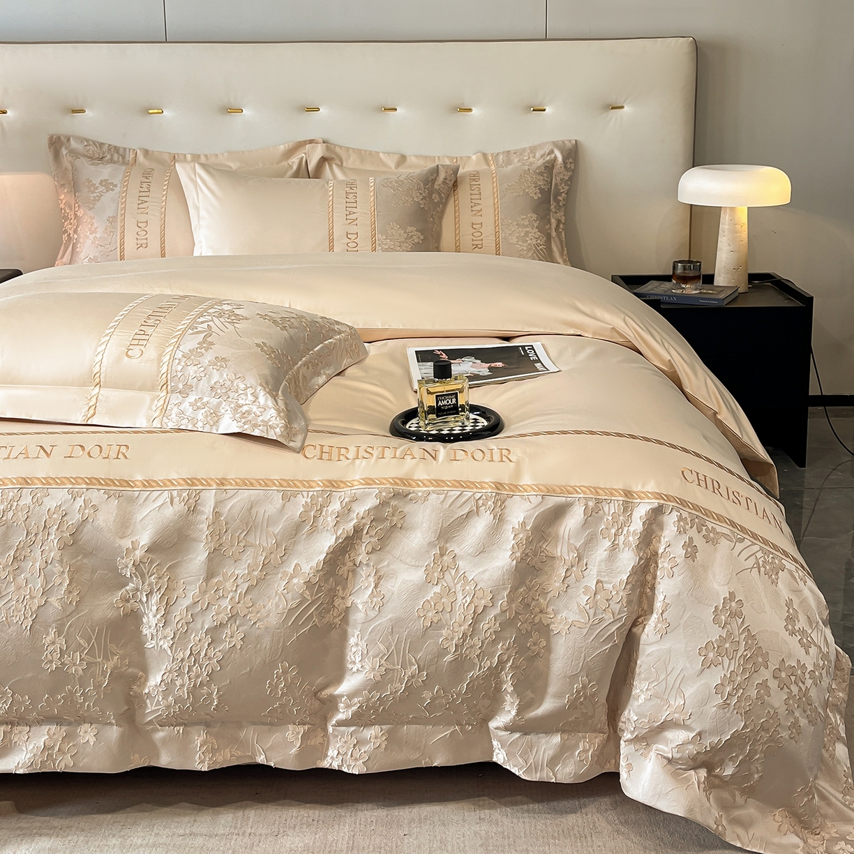 91家纺网 家纺一手货源 找家纺 置顶家纺 2025新款漫芙提花亲肤系列四件套 漫芙-咖色