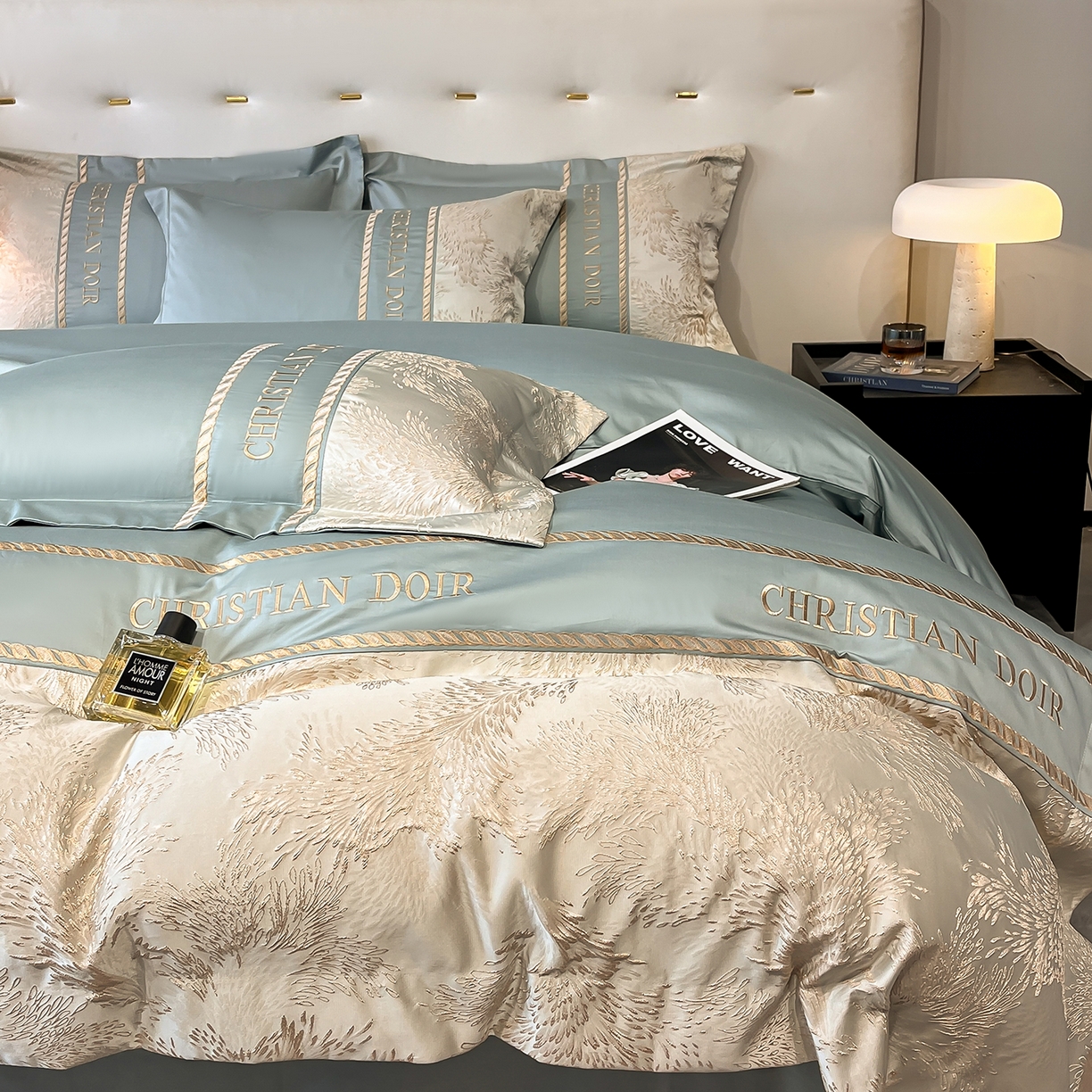 91家纺网 家纺一手货源 找家纺 置顶家纺 2025新款漫芙提花亲肤系列四件套 优尼-繁星蓝