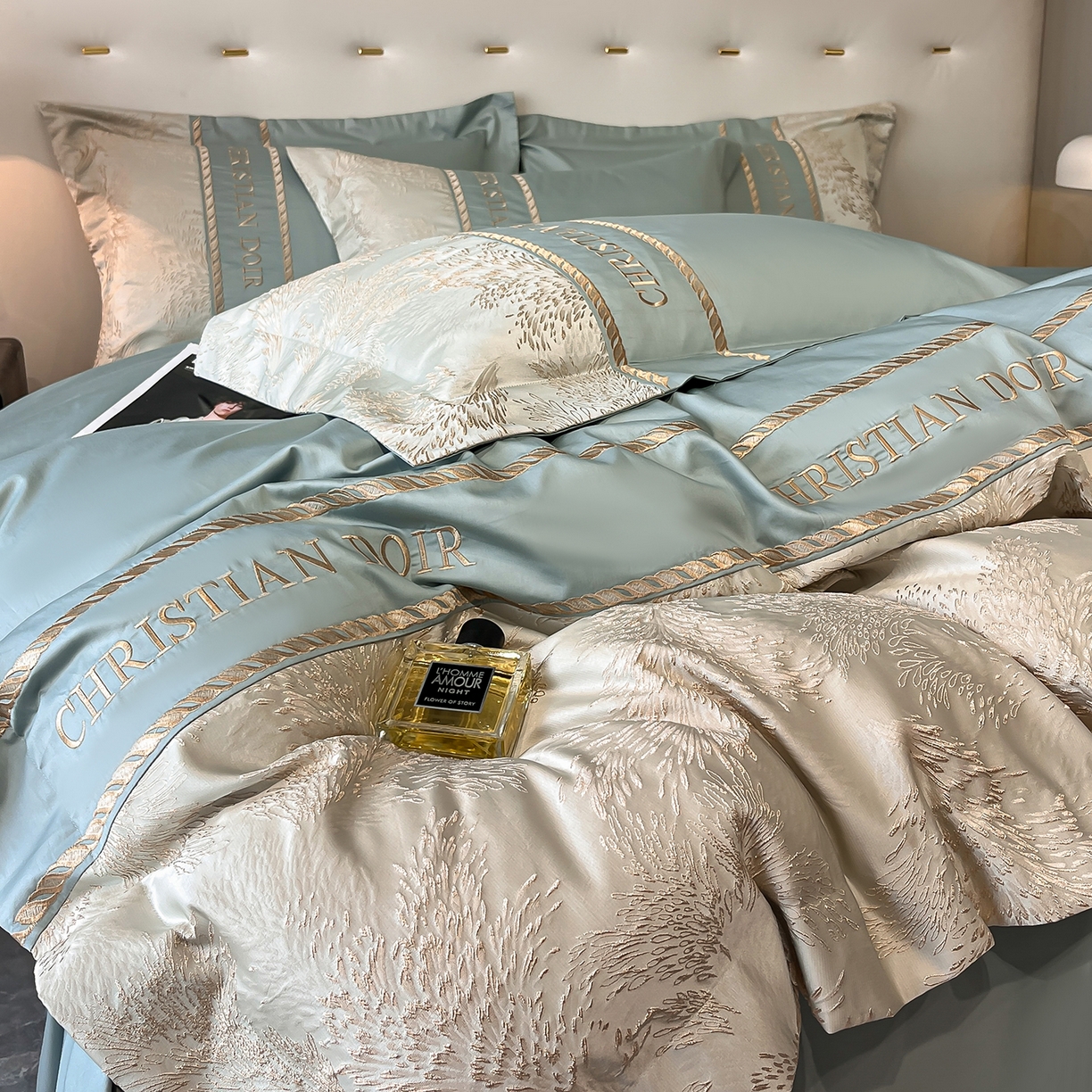 91家纺网 家纺一手货源 找家纺 置顶家纺 2025新款漫芙提花亲肤系列四件套 优尼-繁星蓝