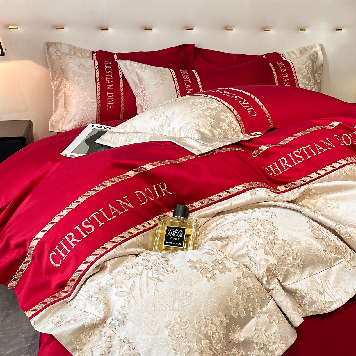 91家纺网 家纺一手货源 找家纺 置顶家纺 2025新款漫芙提花亲肤系列四件套 漫芙-大红