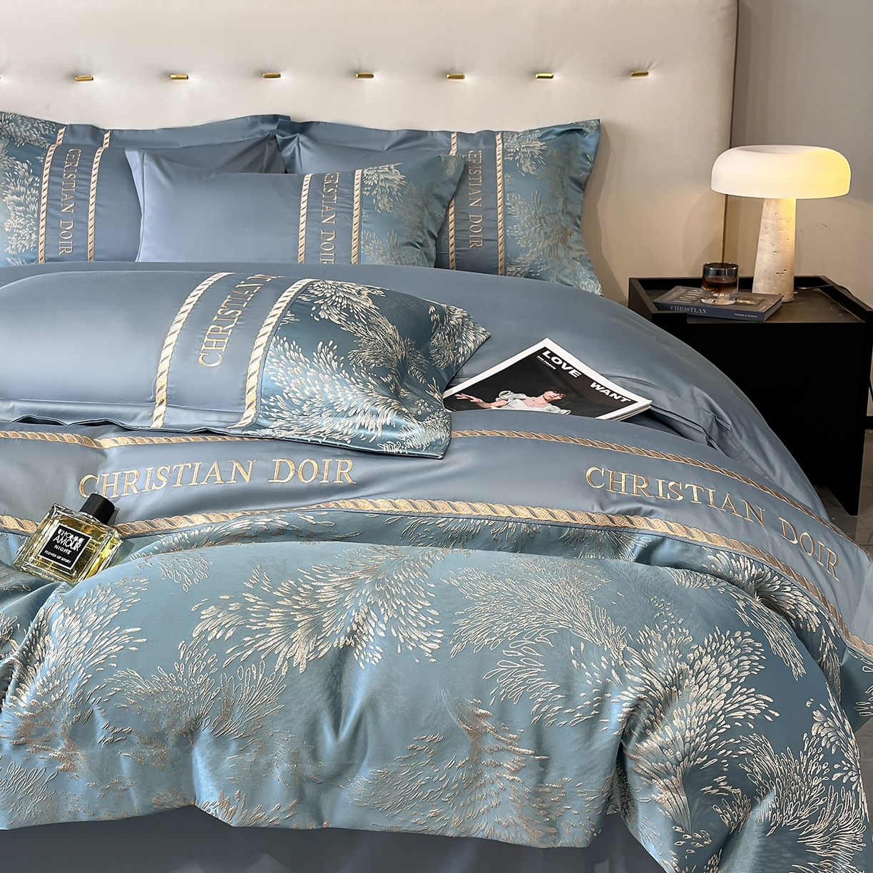 91家纺网 家纺一手货源 找家纺 置顶家纺 2025新款漫芙提花亲肤系列四件套 优尼-宾利蓝