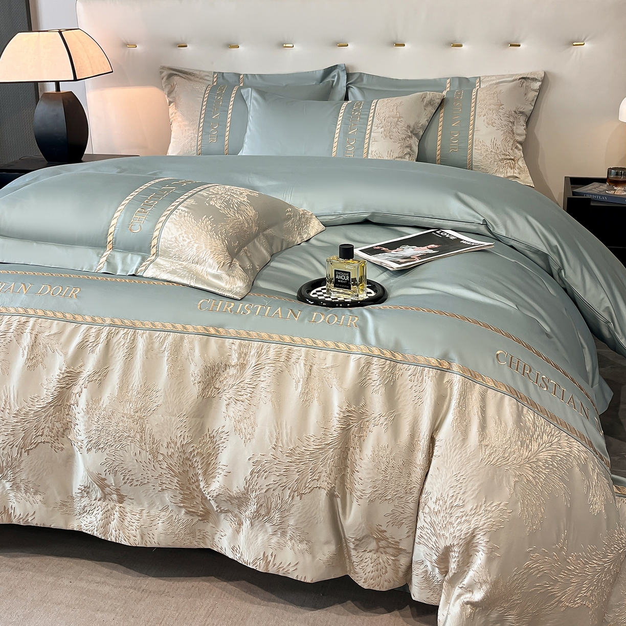 91家纺网 家纺一手货源 找家纺 置顶家纺 2025新款漫芙提花亲肤系列四件套 优尼-繁星蓝