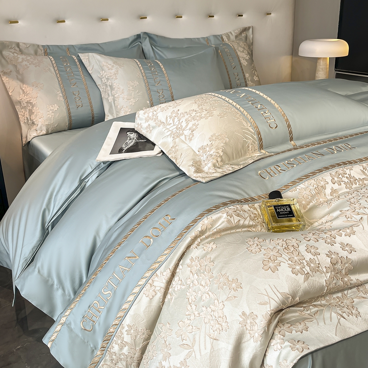 91家纺网 家纺一手货源 找家纺 置顶家纺 2025新款漫芙提花亲肤系列四件套 漫芙-繁星蓝