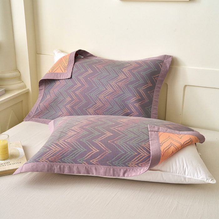 棠薇家纺 2025新款全棉枕巾夹棉枕巾枕头盖巾彩纱三层纱枕巾 绚丽紫枕巾