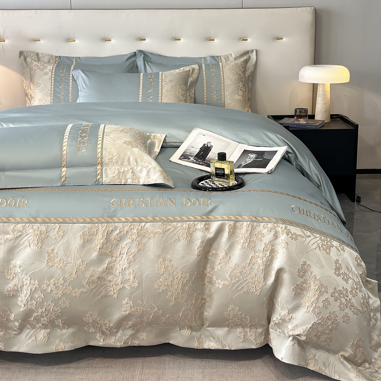 91家纺网 家纺一手货源 找家纺 置顶家纺 2025新款漫芙提花亲肤系列四件套 漫芙-繁星蓝