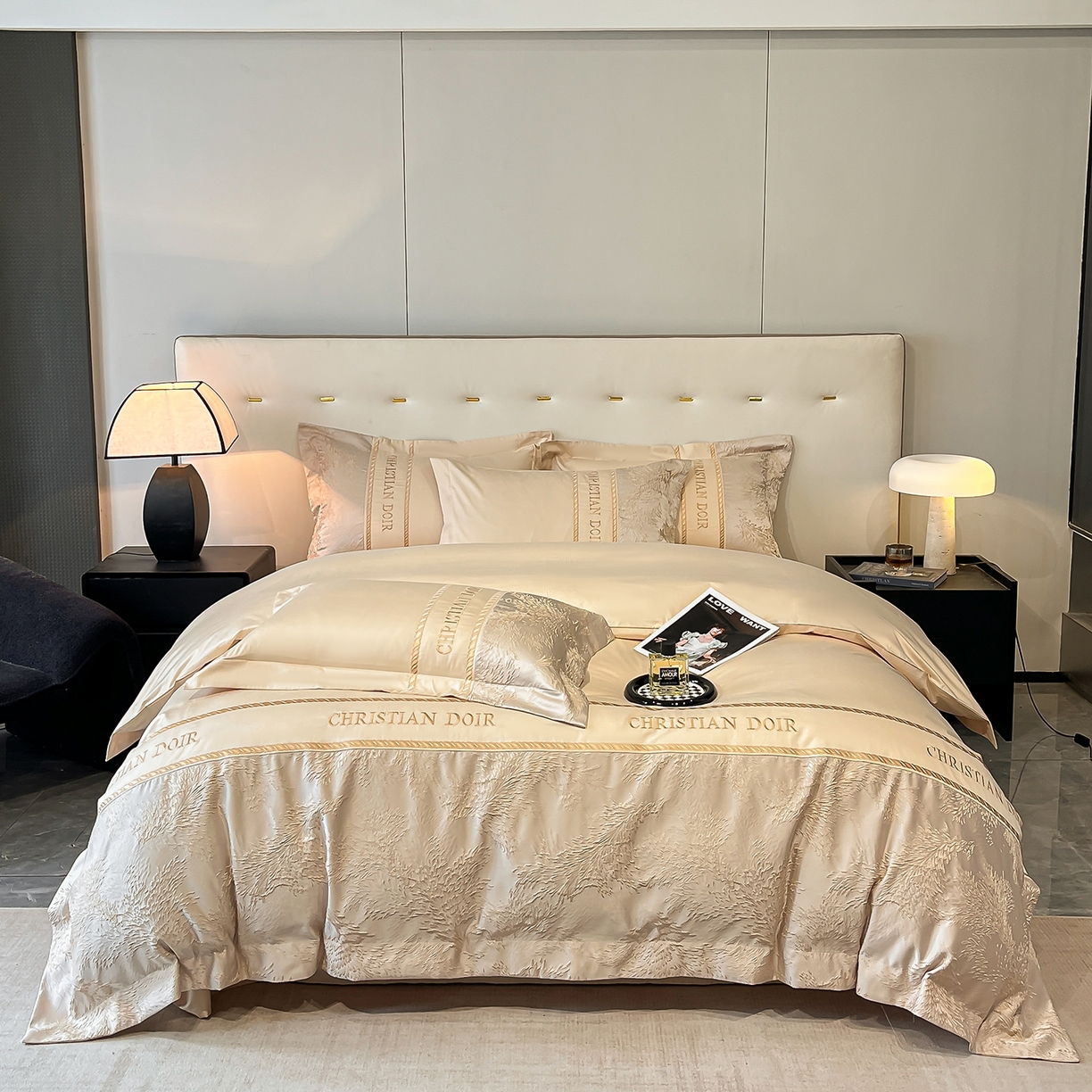 置顶家纺 2025新款漫芙提花亲肤系列四件套 优尼-浅香槟