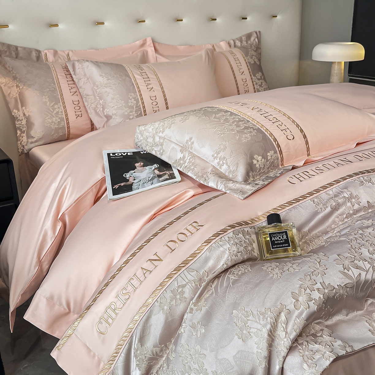 91家纺网 家纺一手货源 找家纺 置顶家纺 2025新款漫芙提花亲肤系列四件套 漫芙-玉粉